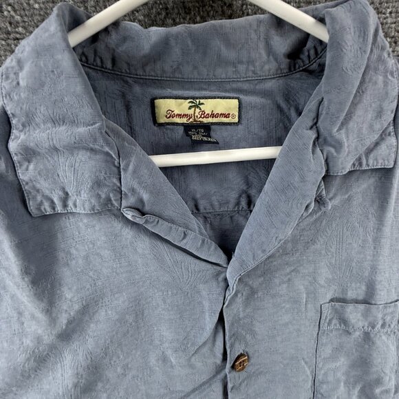 Tommy Bahama Short Sleeve Silk Floral XL Blue Hawaiian Mens Shirt Button Up - Picture 7 of 13